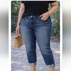 INC International Concepts Straight Leg Rolled Cuff Jeans | Size 22W | Stretch